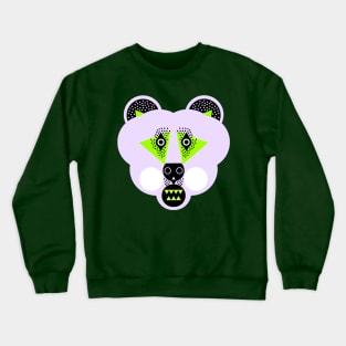 Grizzly Bear Face, Pale Green Crewneck Sweatshirt
